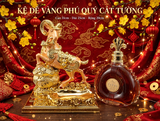 [QUÀ TẾT 2026] Kệ Dê Vàng Phú Quý Cát Tường - Kích Thước Cao 31cm Dài 25cm Rộng 20cm - Kệ Trưng Rượu XO