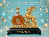 [QUÀ TẾT 2027] Kệ Dê Vàng Vạn Sự Như Ý 33x37x18cm - Tượng Dê Vàng Phong Thủy Trưng Rượu Venus XO - Vạn Sự Như Ý