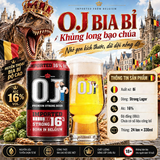 Bia Bỉ O.J Premium Strong Beer 16% - Bia Khủng Long Bạo Chúa - Thùng 24 Lon x 330ml - Nhập Khẩu Bỉ