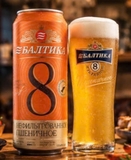 Thùng x 24 Lon Bia Baltika Số 8 Lúa Mì Không Lọc - Lon 450ml - Nhập Khẩu Nga