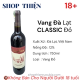 [CHÍNH HÃNG LADOFOODS] Vang Đà Lạt CLASSIC Đỏ 750ml 12% - Vang Quốc Dân Đà Lạt