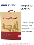 Rượu Vang Đà Lạt Classic Đỏ 12% – Hộp 3 Lít (Ladora Winery)
