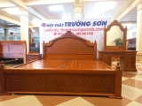 Giường cột hoa thị gỗ gõ đỏ- MSP: GCHTGĐ325