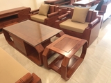 Bộ bàn ghế kim cương cân phòng khách 2 loại Gỗ Hương Đá và Gỗ Gõ đỏ - MSP: GKCCHĐ395