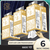 [6 bịch] Khăn giấy rút đáy cao cấp C&E Luxury Flower 1100 tờ / bịch hoa văn 8D dập nổi 4 lớp mềm mịn sử dụng đa năng