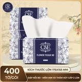 [THÙNG 20 GÓI] Khăn Giấy Ăn Cao Cấp C&E - Hoạ Tiết Flower Tissue 8D Dạng Gói Nhỏ Để Bàn Giấy Vệ Sinh giay  rut