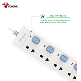 Ổ Cắm Điện Gongniu Đa Năng 4 Ổ 4 Công Tắc – Công Suất 10A/250/2500W – Trắng – Chính Hãng (V3040)