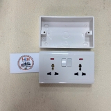 Bộ phích cắm đôi 3 chấu có công tắc kèm đế