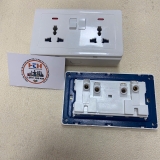 Bộ phích cắm đôi 3 chấu có công tắc kèm đế