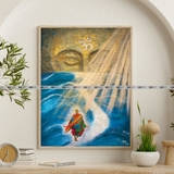 [TMT- 21]Tranh Sư Thầy Thích Minh Tuệ In Trên Giấy Mỹ Thuật Khung Gỗ Composite Nhiều Kích Thước 20x30, 30x40, 40x50cm