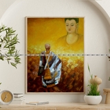 [TMT- 28]Tranh Sư Thầy Thích Minh Tuệ In Trên Giấy Mỹ Thuật Khung Gỗ Composite Nhiều Kích Thước 20x30, 30x40, 40x50cm