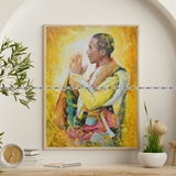 [TMT- 30]Tranh Sư Thầy Thích Minh Tuệ In Trên Giấy Mỹ Thuật Khung Gỗ Composite Nhiều Kích Thước 20x30, 30x40, 40x50cm