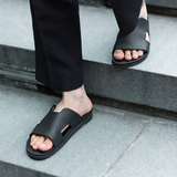 Dép Pawns - Quai Da Microfiber Ngang Đế Thoải Mái Cho Di Chuyển, Chạy Bộ, Bơi Lội, Dép Thời Trang Unisex, Màu Đen, Chính Hãng Jenoss