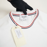 Thom Browne Phối Viền Cổ & Tay 3 Sọc Milano Stripe T-Shirt - White