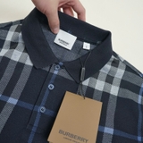 Burberry Check Knitted Jacquard Polo - Blue