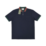 Gucci Web Collar Polo - Navy