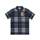 Burberry Check Knitted Jacquard Polo - Blue
