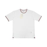 Thom Browne Phối Viền Cổ & Tay 3 Sọc Milano Stripe T-Shirt - White