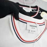 Thom Browne Phối Viền Cổ & Tay 3 Sọc Milano Stripe T-Shirt - White