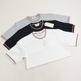 Thom Browne Phối Viền Cổ & Tay 3 Sọc Milano Stripe T-Shirt - White