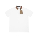 Burberry Check Collar Polo - White