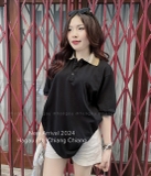 Burberry Check Collar Polo - Black