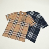 Burberry Check Knitted Jacquard Polo - Blue