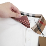 Burberry Check Collar Polo - White