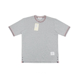 Thom Browne Phối Viền Cổ & Tay 3 Sọc Milano Stripe T-Shirt - Grey