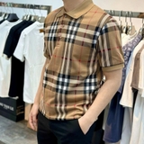 Burberry Check Knitted Jacquard Polo - Brown