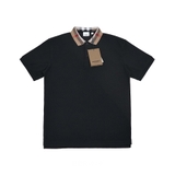 Burberry Check Collar Polo - Black