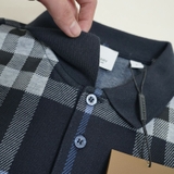 Burberry Check Knitted Jacquard Polo - Blue