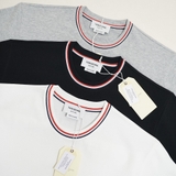 Thom Browne Phối Viền Cổ & Tay 3 Sọc Milano Stripe T-Shirt - White