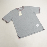 Thom Browne Phối Viền Cổ & Tay 3 Sọc Milano Stripe T-Shirt - Grey