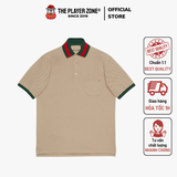 Áo Polo Gucci Web Stripe-Collar Pique Brown