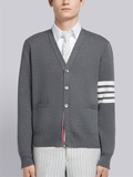 Áo Cardigan Thom Browne [Cotton Milano] 4-Bar 5 nút (Medium Grey)