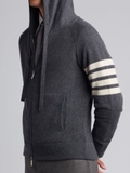 Áo Khoác Thom Browne Cashmere 4-Bar Hoodie Zip Up