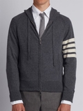 Áo Khoác Thom Browne Cashmere 4-Bar Hoodie Zip Up