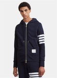 Áo khoác Hoodie Thom Browne Classic Loopback 4 Bar Full Zip - Navy