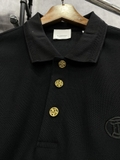 Áo Polo Burberry Monogram Embroidered Cotton With Star Embossed Buttons (Black/Check Code)