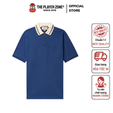 Áo Polo Gucci Blue Logo-Embroidered Cotton Blend Pique (Check Code)