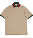 Áo Polo Gucci Web Stripe-Collar Pique Brown
