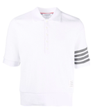 Áo Polo Thom Browne White Compact Waffle Rib Cuff 4-Bar (White)