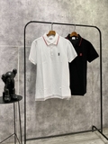 Áo Polo Burberry viền đỏ Striped Placket Cotton Piquet (Check Code)
