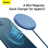 Đế sạc không dây nam châm Baseus Simple Mini Magnetic Wireless Charger dùng cho iPhone 12 Series (15W, Wireless Magsafe Quick charger)