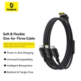 Cáp Sạc Đa Năng OS-Baseus Silky One-for-Three Fast Charging Cable USB / Type-C to M+L+C 100W 1.5m