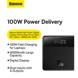 Sạc Dự Phòng OS-Baseus Blade Power Digital Display Fast Charging Power Bank HD Edition 20000mAh 100W Black (Kèm cáp C to C 50cm)