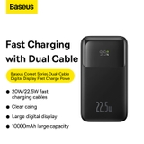 Sạc Dự Phòng OS-Baseus Comet Series Dual-Cable Digital Display Fast Charge Power Bank (Kèm dây sạc USB to C, 30cm)