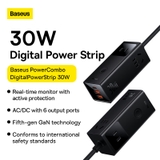 Bộ Sạc Nhanh Tích Hợp Dây Nguồn Nối Dài Baseus PowerCombo Digital PowerStrip 3AC+2U+1C 30W