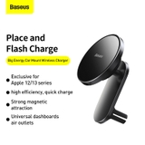 Đế giữ điện thoại tích hợp nam châm và Sạc không dây dùng trên xe ô tô Baseus Big Energy Car Mount Wireless Charger (15W, Magsafe Wireless Quick Charger and Holder for Car)